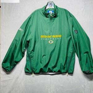 Reebok Green Bay Packers Embroidered NFL Equipment 1/4 Zip Windbreaker Size Med